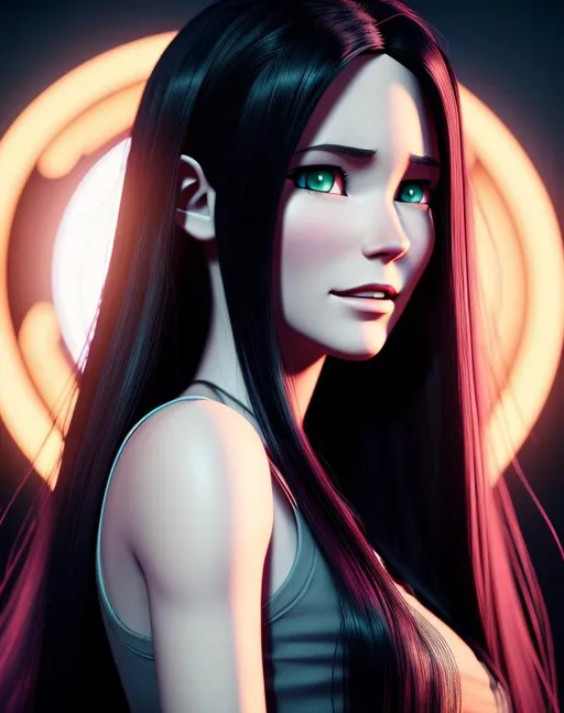 Prompt: hyper realistic 4d, engine unreal, realistic illustration, super detailed beautiful face, Marceline the Vampire Queen cartoon from adventure time