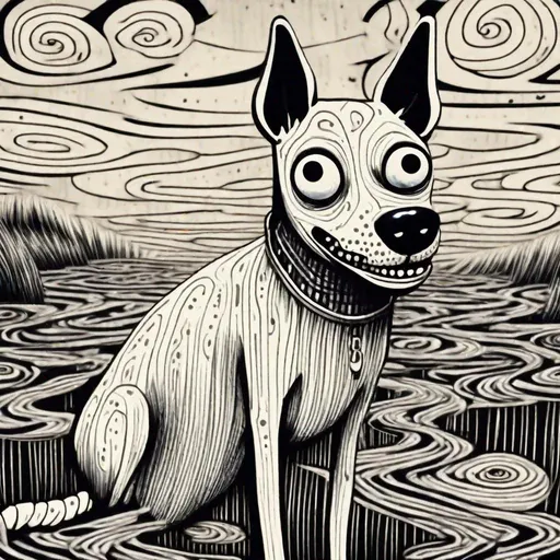 Prompt: Dog In the style of Junji Ito