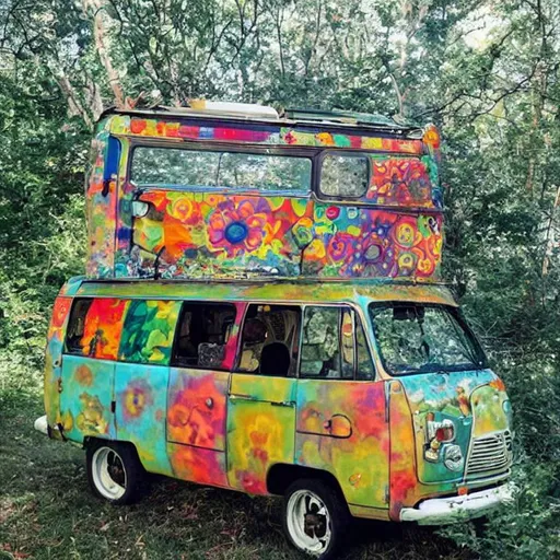 Prompt: Hippie van