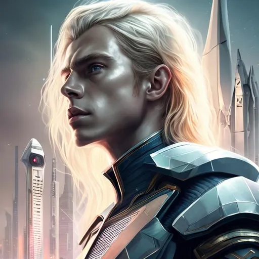 Prompt: beautiful mid-twenties french male, long golden blonde hair, grey eyes, thoughtful, full lips, sharp nose, black uniform, chillwave, futuristic spaceship bridge, portrait, realistic details, photorealistic, 8k render, cinematic lighting, ultra detailed