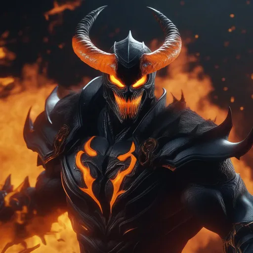 Prompt: a death knight with a Venom mouth (Venom movie), with horns forward on his forehead, orange fire eyes, smashing, Hyperrealistic, sharp focus, Professional, UHD, HDR, 8K, Render, electronic, dramatic, vivid, pressure, stress, nervous vibe, loud, tension, traumatic, dark, cataclysmic, violent, fighting, Epic