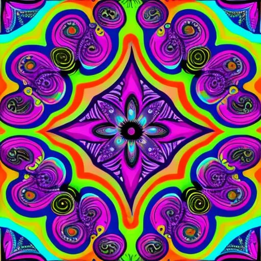 Prompt: Lisa Frank style illustration of trippy pattern background 