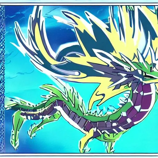 Prompt: Sea dragon pokemon thats a steel and ice type