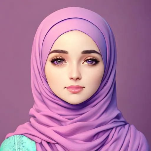 Prompt: A woman, pastel hijab, 8k, 