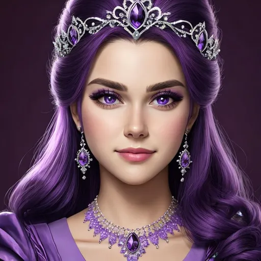 Prompt:  princess wearing purple, facial closeup