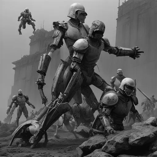 Prompt: monochrome, beksinski, hr geiger, gladiator match, scifi futuristic arena, stadium, pale starving white fighters