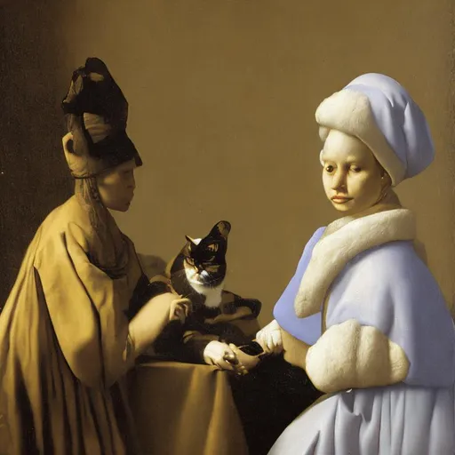 Prompt: Vermeer cat