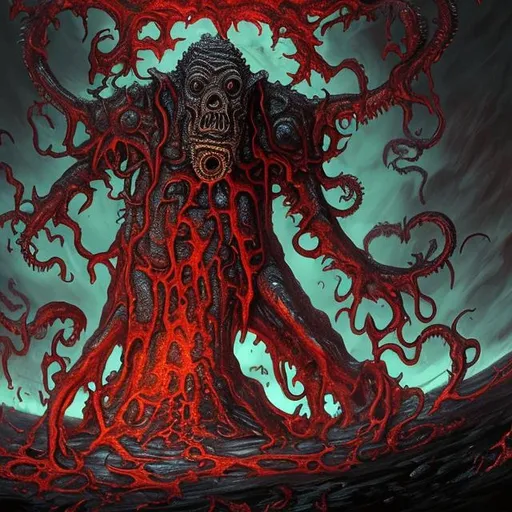 Prompt: God, Lovecraft , molten flesh 