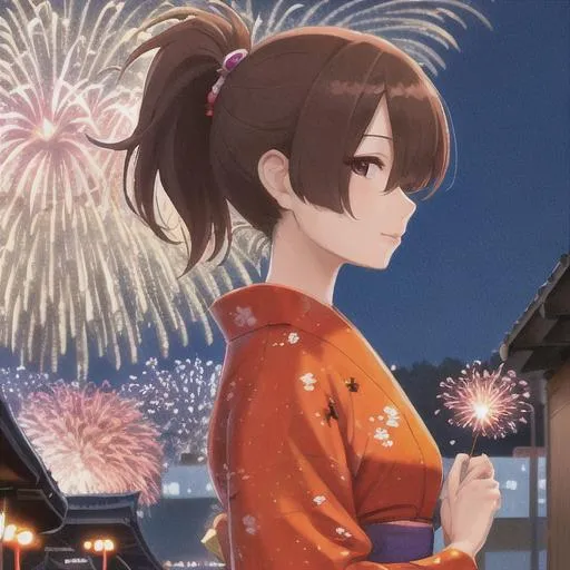 woman with hair over eye, one brown eye, dark brown... OpenArt