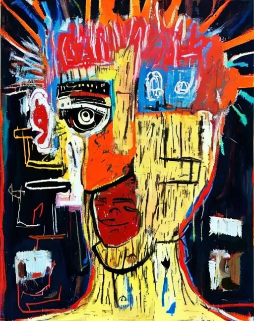 Prompt: Jean-Michel Basquiat Style abstract and contemporary painting