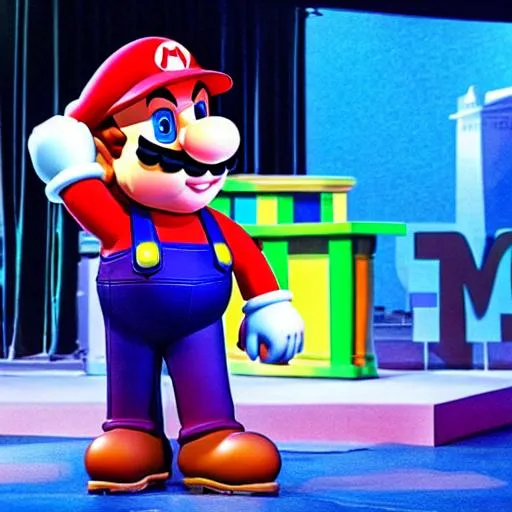 Prompt: Mario on a stage