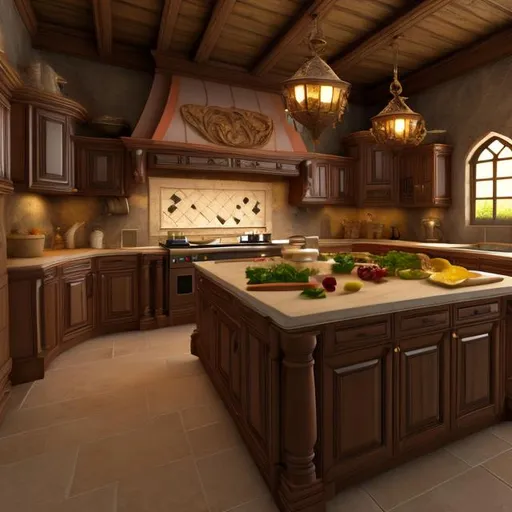 Prompt: fantasy, kitchen interior, UHD, HD, 8K, 