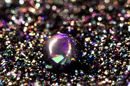 Prompt: cristal ball, iridiscent stain, black cube