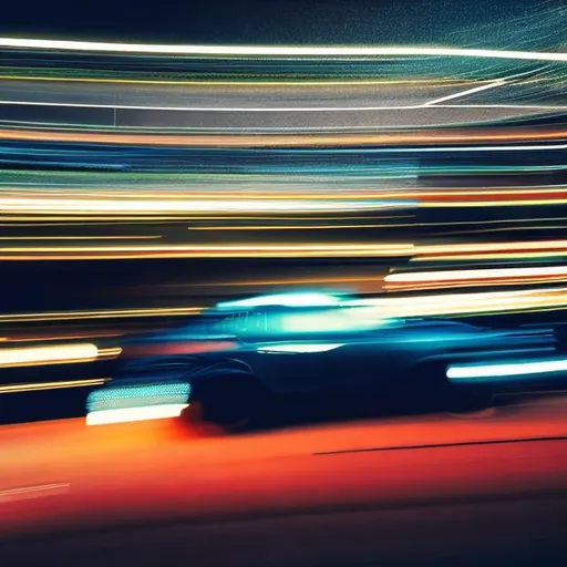 Prompt: car chase, speed, night, blurred 