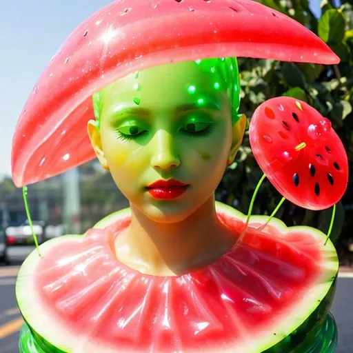 invisible transparent watermelon goddess , only the... OpenArt