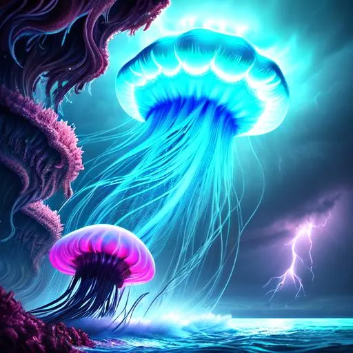 gigantic monstrosity jellyfish sea monster, highly d... | OpenArt