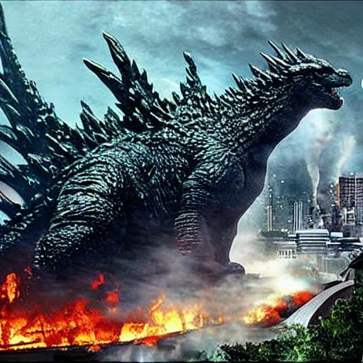 (godzilla:1.2) , monster, destroyed city, fire, ruin... | OpenArt