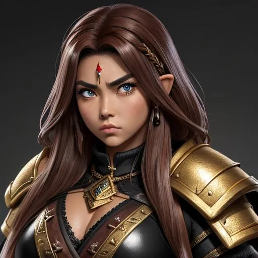 Prompt: masterpiece, splash art, ink painting, beautiful pop idol, D&D fantasy, (25 years old) lightly tanned-skinned gold Dwarf barbarian female, ((beautiful detailed face and large eyes)), ((short, stocky, dwarf proportions)), raging expression, medium length hazel hair, serious expression looking at the viewer, wearing detailed hide armor holding a huge battle axe above in one hand #3238, UHD, hd , 8k eyes, detailed face, big anime dreamy eyes, 8k eyes, intricate details, insanely detailed, masterpiece, cinematic lighting, 8k, complementary colors, golden ratio, octane render, volumetric lighting, unreal 5, artwork, concept art, cover, top model, light on hair colorful glamourous hyperdetailed medieval city background, intricate hyperdetailed breathtaking colorful glamorous scenic view landscape, ultra-fine details, hyper-focused, deep colors, dramatic lighting, ambient lighting god rays, flowers, garden | by sakimi chan, artgerm, wlop, pixiv, tumblr, instagram, deviantart