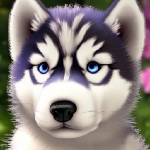 Prompt: Cute Siberian husky puppy hyperrealistic 