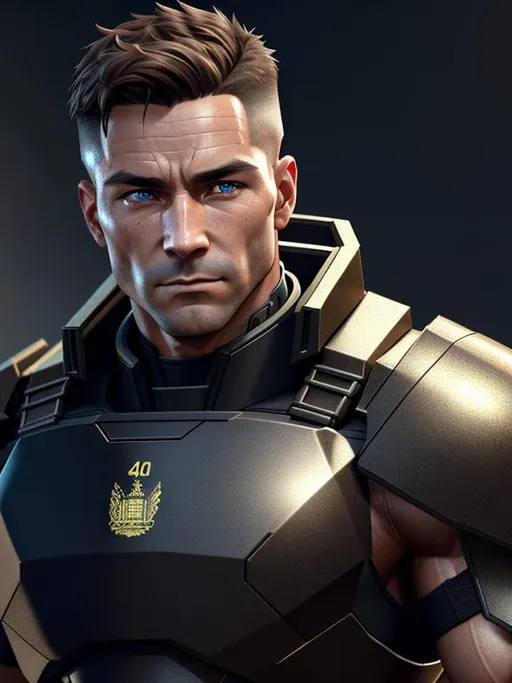 Prompt: perfect composition, {40 year old}, lean {average british soldier man}, wearing {blocky powered armor}, {short brown hair}, extra masculine, peak fitness, asymmetric scars, determined expression, 8k eyes, detailed face, wlop, stanley artgerm lau, artstation, hd, octane render, hyperrealism intricate details, 8k, cinematic volumetric light, proportional, art trending on artstation, sharp focus, studio photo, intricate details, highly detailed, intricate artwork masterpiece, ominous, intricate, epic, trending on artstation, highly detailed, vibrant, production cinematic character render, ultra high quality model, 