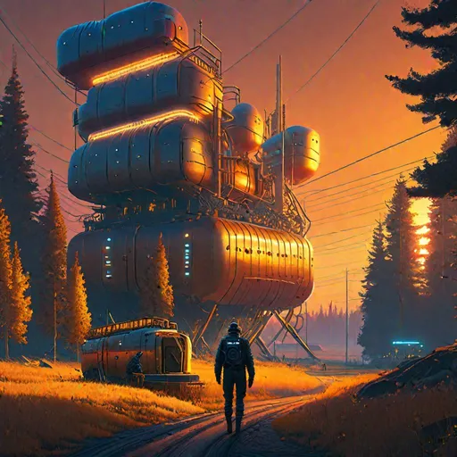 Prompt: "sci-fi landscape, Simon Stålenhag, golden hour, luminous, natural lighting, dream-like, hyperdetailed, 8k HDR"