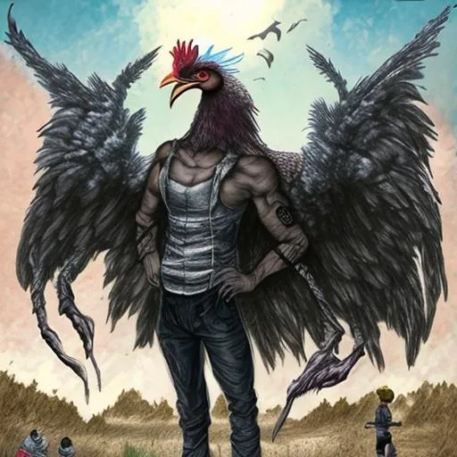 Prompt: Evil giant rooster