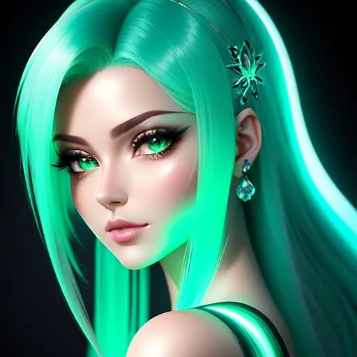Prompt: {{{{highest quality stylized character masterpiece}}}} best award-winning digital oil painting with {{lifelike textures brush strokes}},
perfect upper body image of surrealistic provocative arousing seductive stunning beautiful feminine 22 year old anime like {{green bioluminescent jellyfish-woman}} with {{transparent gel like hair}} and {{beautiful green eyes}} wearing {{green slime}} with deep exposed visible cleavage and tight beautiful belly pooch floating underwater in hyperrealistic intricate perfect 128k UHD HDR,
wonderful extremely detailed cute face with romance glamour beauty soft skin and red blush cheeks and cute sadistic smile and {{seductive love gaze at camera}}, 
perfect anatomy in perfect colored shaded composition of professional sharp focus RAW photography with depth of field, 
cinematic volumetric dramatic 3d lighting, 
{{sexy}}, 
{{huge breast}}, 
physics-based rendering, 
masterpiece
