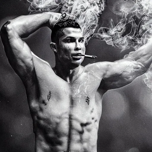 Prompt: ronaldo with smoke 
