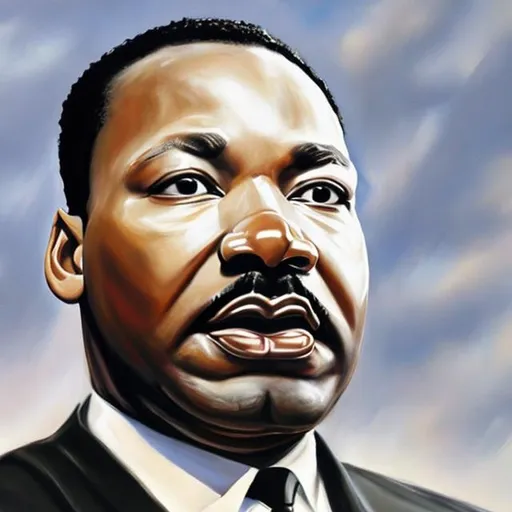 Prompt: Hyper-realistic painting of Martin Luther King on the podium