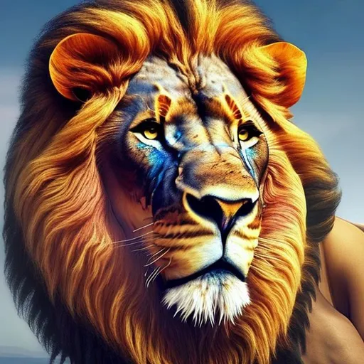 Prompt: Vibrant colour ful lion realistic 4k 8k full body 