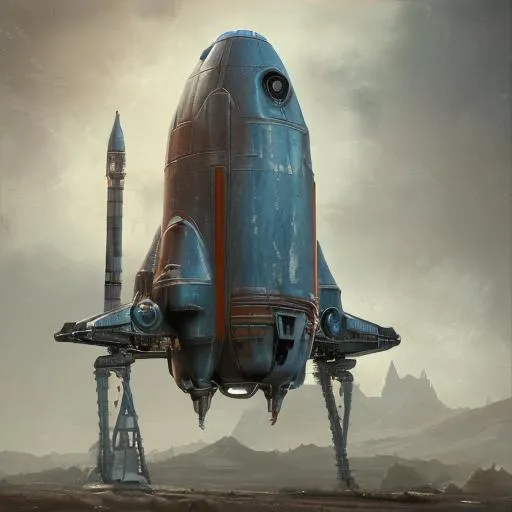 Prompt: space rocket in gothic style, super-detailed, magical, in silver color scheme, oil painting effect Krenz Kushar + Loisch + Gaston Bussière + Craig Mullins, J.W. leyendecker + Artgerm, oil painting texture.