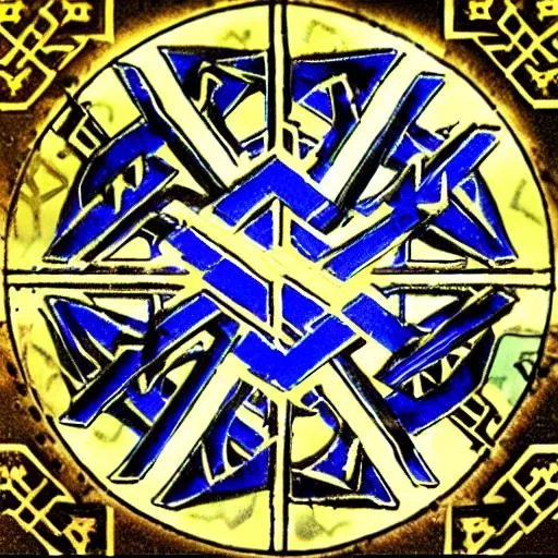 Prompt: supra electrically charged ancient hexagram more electricity more charge arc more blue sigils sigils and more sigils amulet hexagram glitched and a half