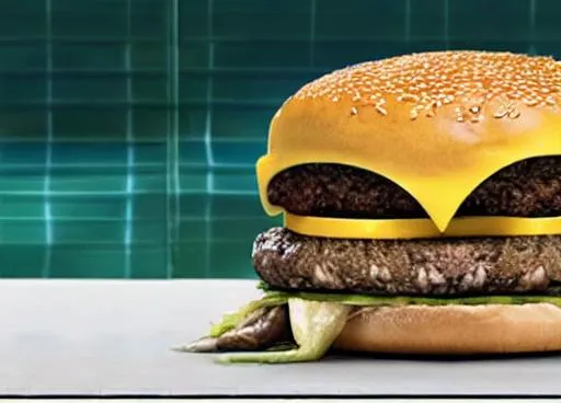 Prompt: Cheeseburger starring in mental health commercial