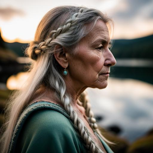 Old wize woman in profile norne from Northern Mythology