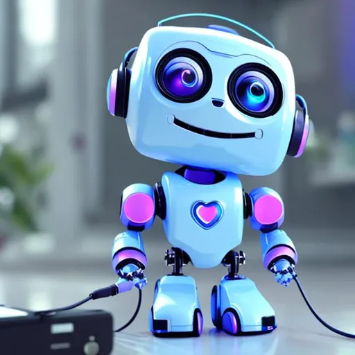 cute bot listening to music