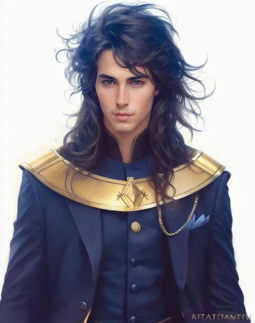 Prompt: Make him look like realistic handsome men.elegant beautiful features. Dreamy. Art by artgerm and Tom Bagshaw. very handsome face, beautiful eyes. 