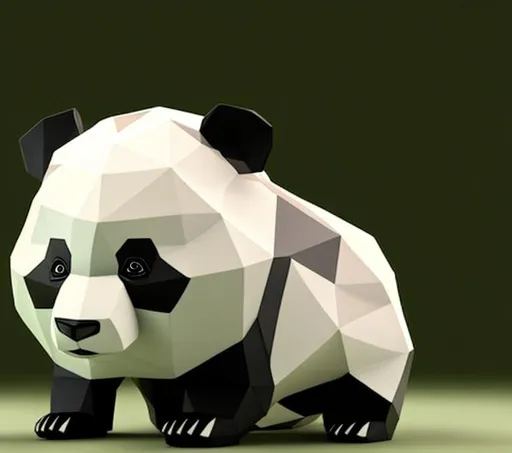 Prompt: Low poly Render of a panda, kawaii, ray tracing, Tim burton, dream core 