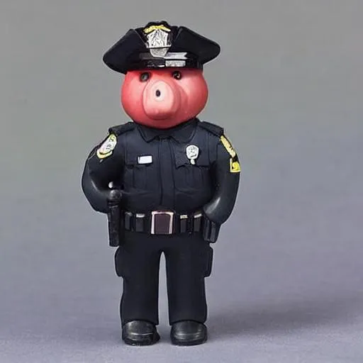 Prompt: Humanoid pig-police officer in full uniform.