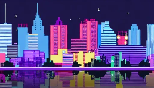 Prompt: night city 8-bit background