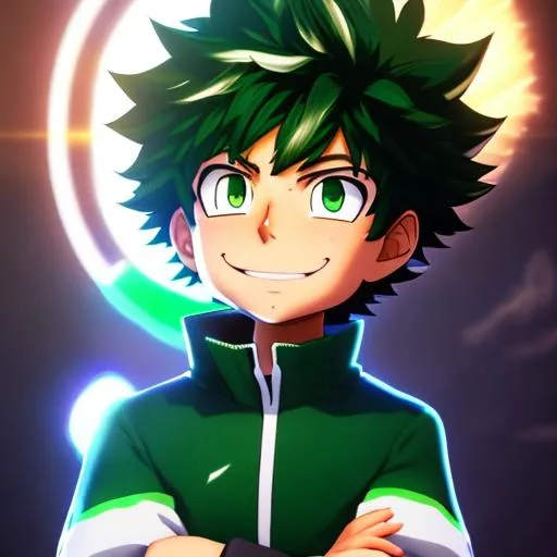 Prompt: pltn style, full body Portrait of a Izuku Midoriya from My Hero Academia in a fantasy superheroes high definition style, surrealism., cute big circular reflective eyes, Pixar render, unreal engine cinematic smooth, intricate detail