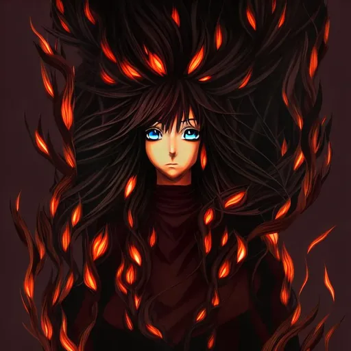 anime portrait of a Fire god , anime eyes, beautif