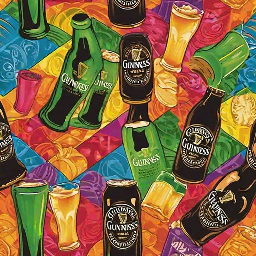 Prompt: Guinness wall mural bright colors