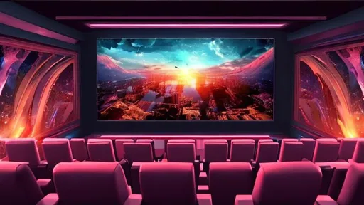 Prompt: Youtube banner with dimensions of 2560 pixels wide by x 1440 pixels tall. POV scene of a cinema setting. 