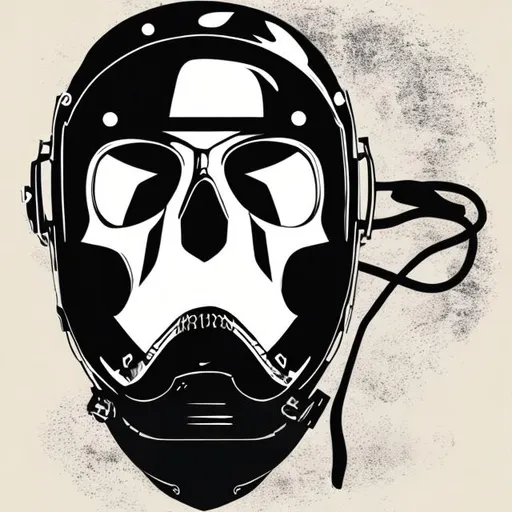 Prompt: helmet skull hipster skull silhouette mustache beard vector