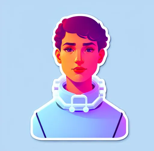 Prompt: Die-cut 🤖 sticker, Cute  📖logo, vector art, minimalist, Story-Genius writing Bot, profile pic, white background, illustration minimalism, vector, sold colors