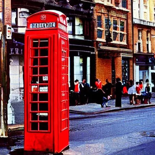 Prompt: professional photo from the soho in the 1970s, vivid color, detailed, HD, real colors, velvet, and a red telephone box