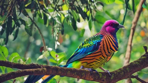 Prompt: Colour full bird in a forest 