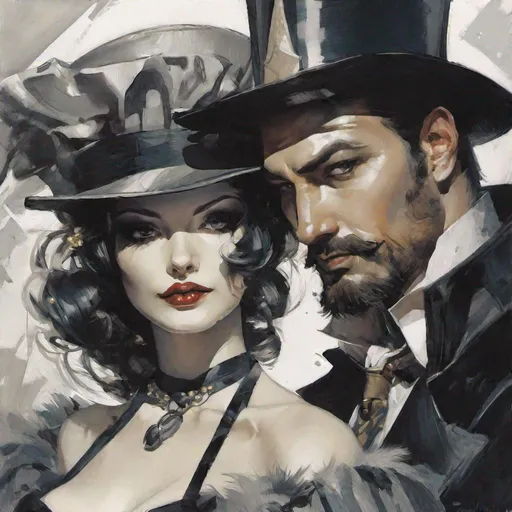 Prompt: two people, jester and king, man, masculine, facial hair, male in the style of Artgerm, Arthur Suydam, Alex Maleev, Shintaro Kago, Gil Elvgren, Greg rutkowski, dark color palette