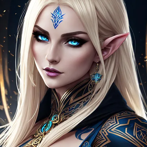 Splash art of beautiful female elf dark sorceress, b...