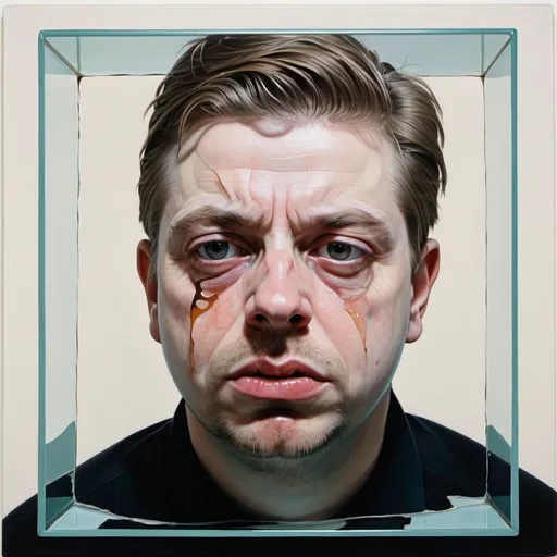 Prompt: figurative, human figure, abstract, existentialism, francis bacon, uncomfortable, glass, male
